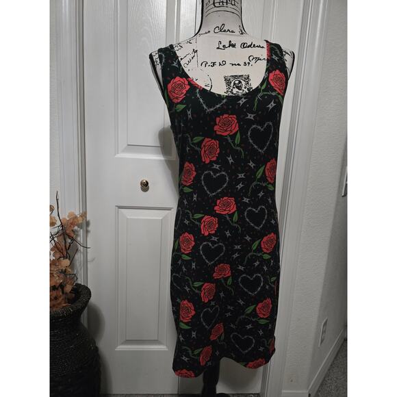 Sourpuss Rose and Barbed Wire Bodycon Dress Size XL NWOT - Picture 1 of 6